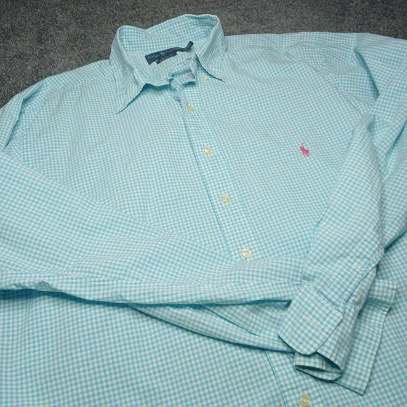 Ralph Lauren Classic Fit Gingham Button Down Shirt XLT Tall - Picture 8 of 13